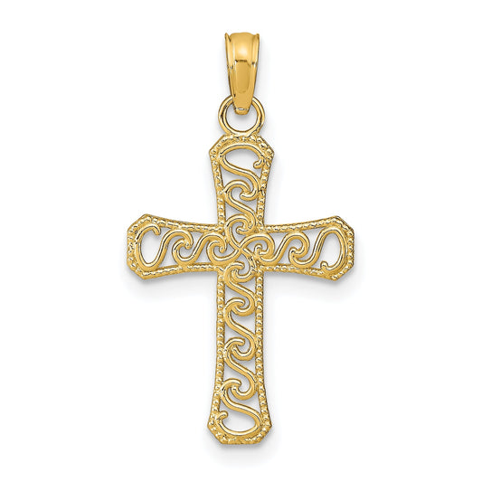 14K Yellow Gold Fancy Cross Pendant