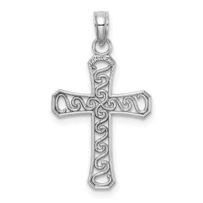 14K White Gold Fancy Cross Pendant