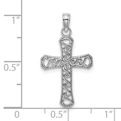 14K White Gold Fancy Cross Pendant