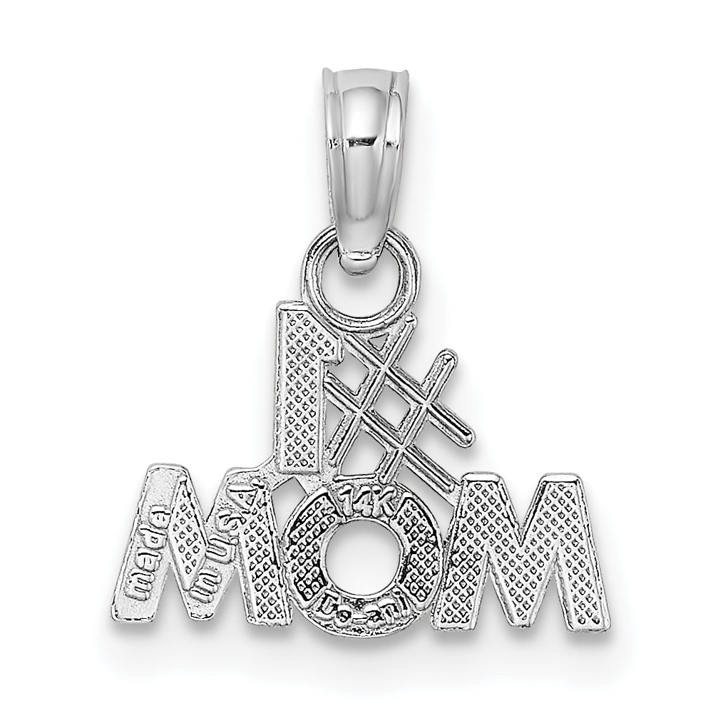 14K White Gold #1 Mom Charm