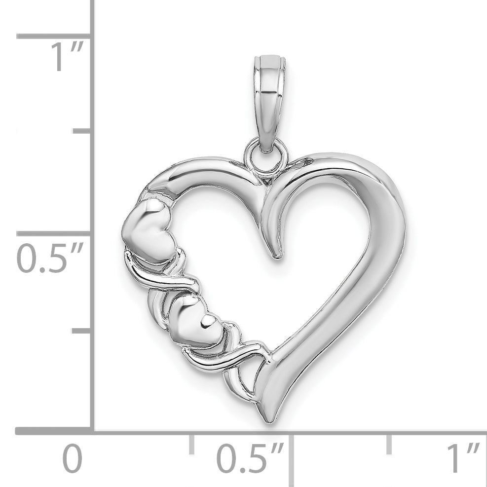 14K White Gold Polished - X- Heart Charm