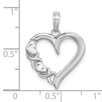 14K White Gold Polished - X- Heart Charm