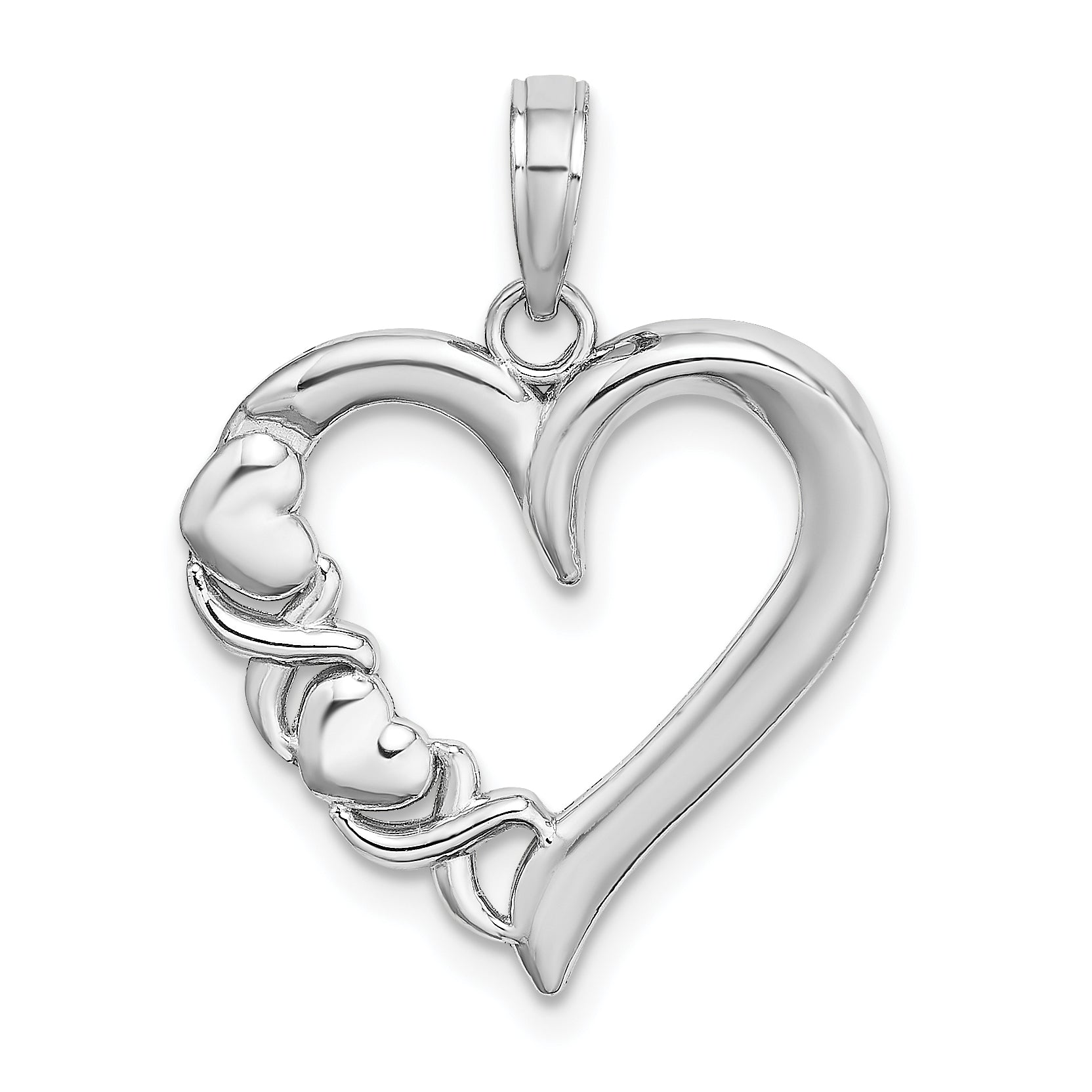 14K White Gold Polished - X- Heart Charm