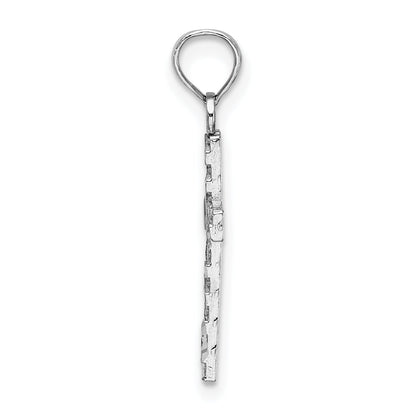 14K White Gold D/C Cross Pendant