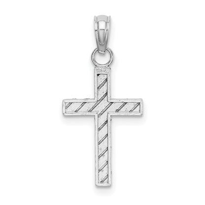 14K White Gold D/C Cross Pendant