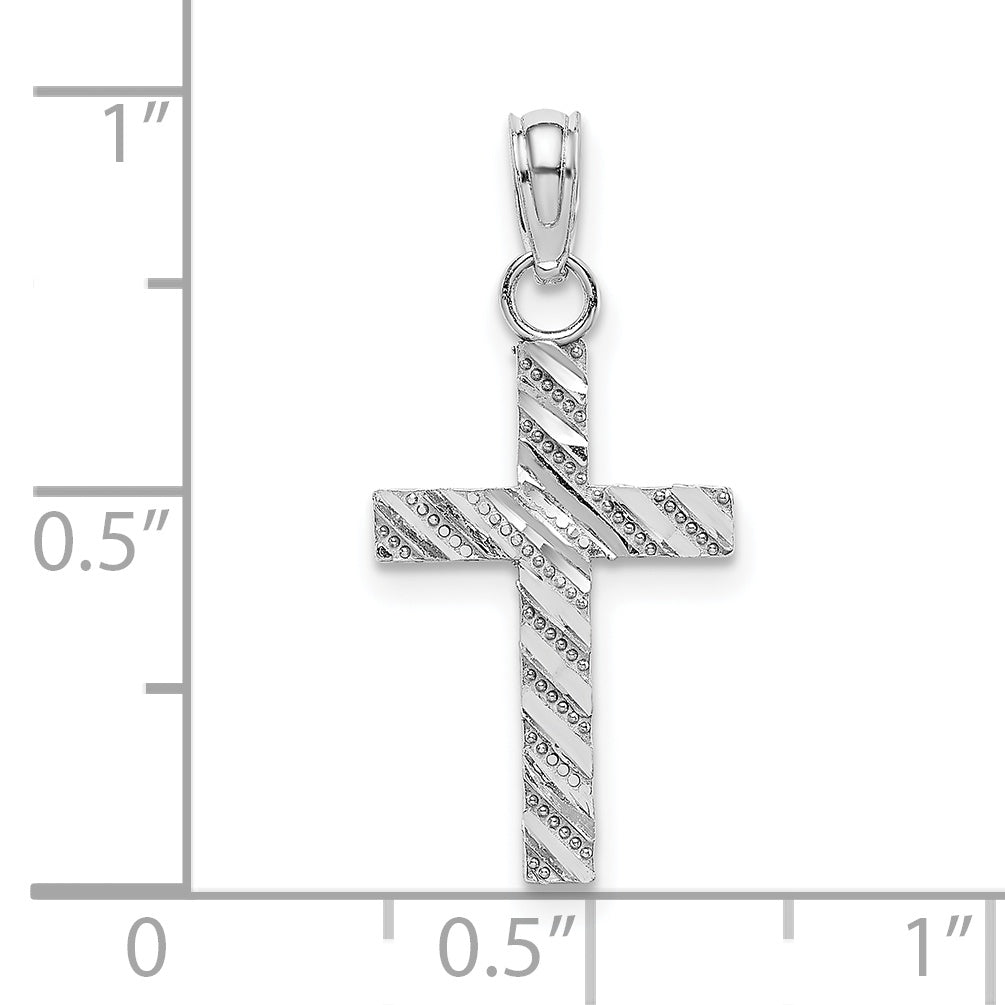 14K White Gold D/C Cross Pendant