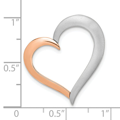 14K White/Rose Gold Two-Tone Polished/Satin Heart Chain Slide