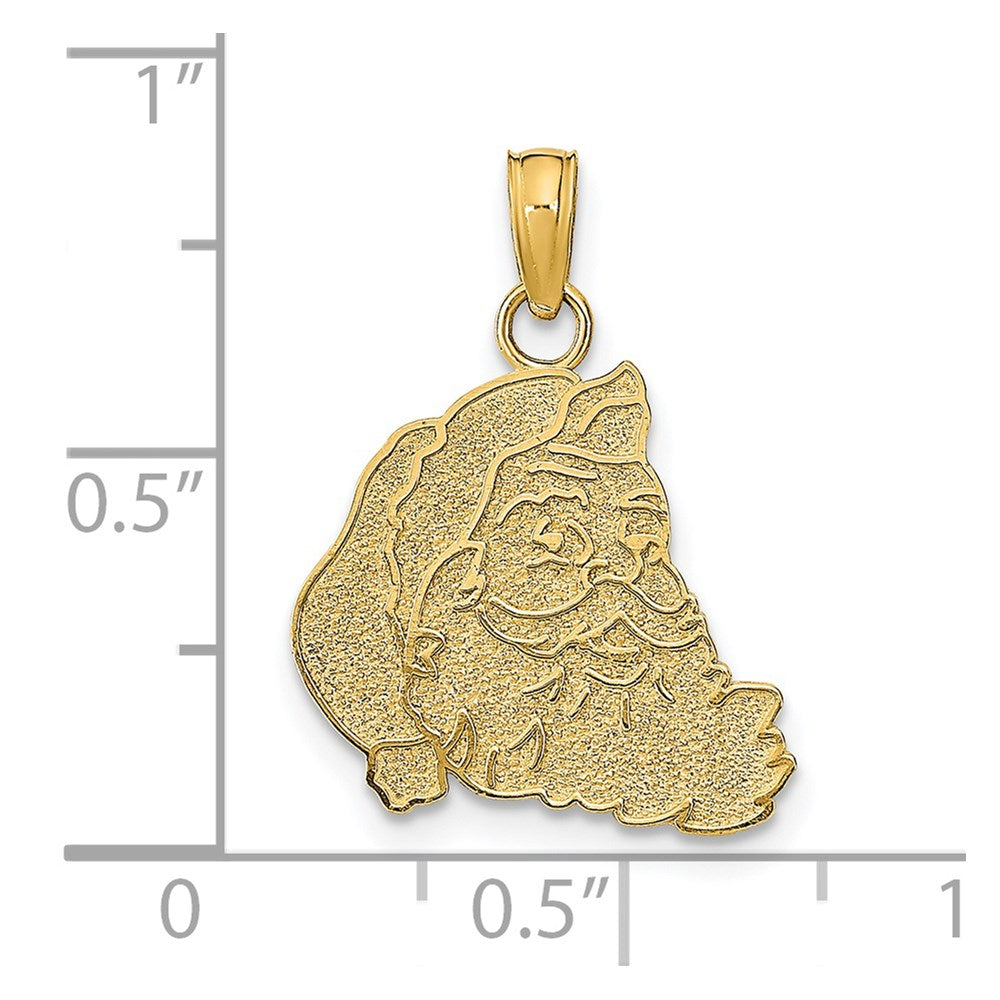 14K Yellow Gold Textured Flat Santa Face Charm