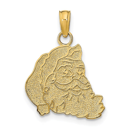 14K Yellow Gold Textured Flat Santa Face Charm