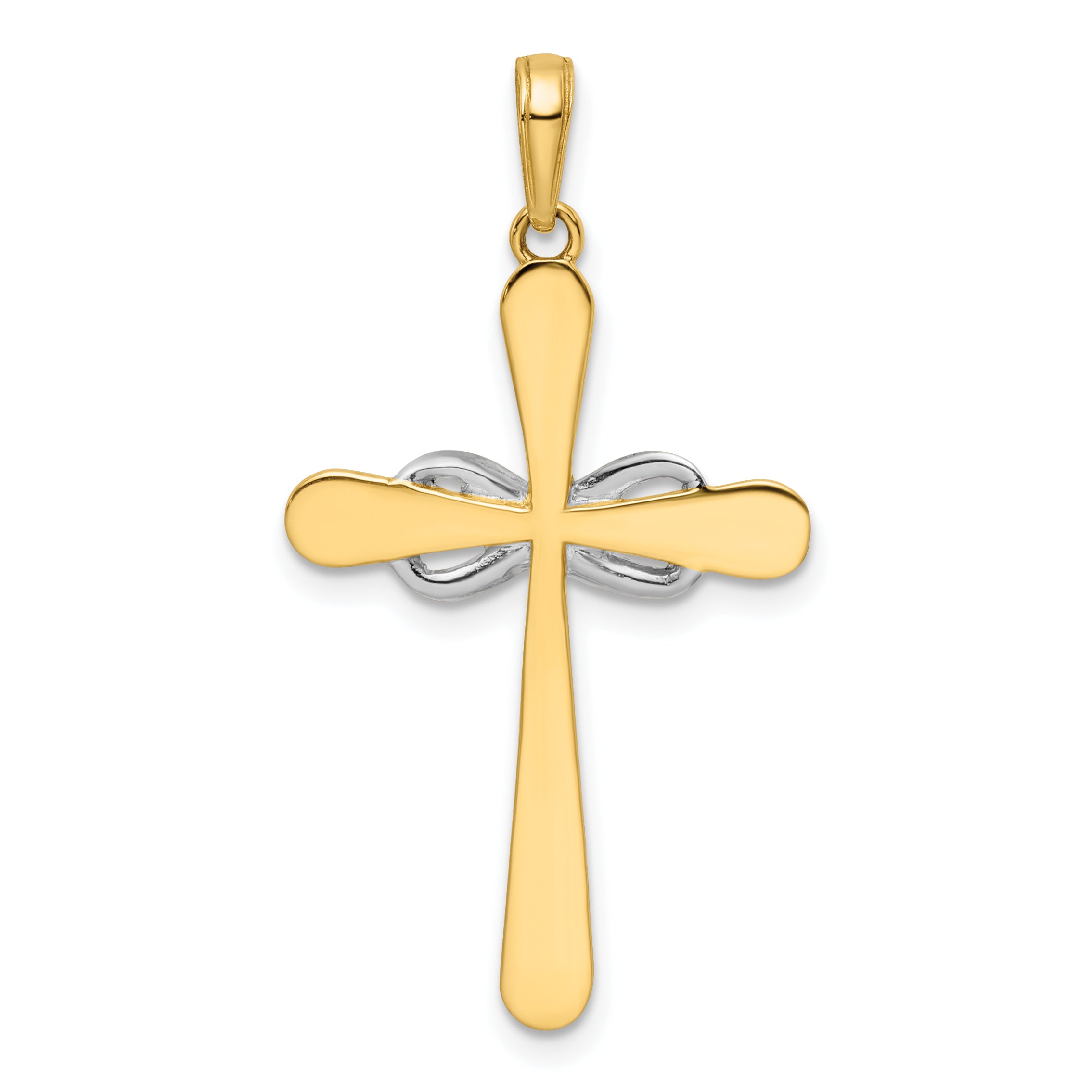 14K Yellow & Rhodium W/Rhodium D/C Cross Infinity Pendant