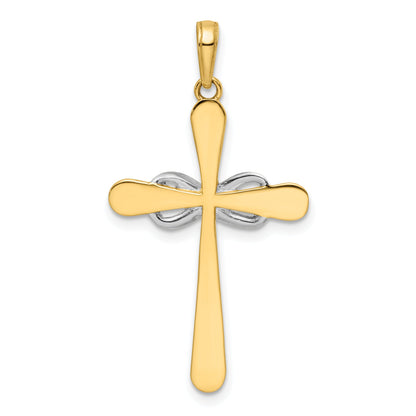 14K Yellow & Rhodium W/Rhodium D/C Cross Infinity Pendant