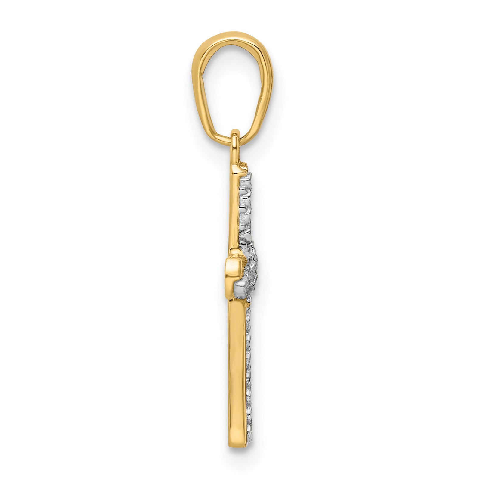14K Yellow & Rhodium W/Rhodium D/C Cross Pendant