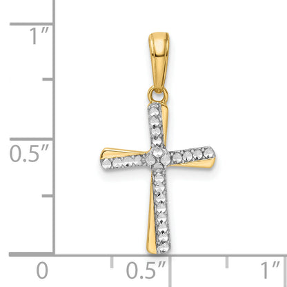 14K Yellow & Rhodium W/Rhodium D/C Cross Pendant
