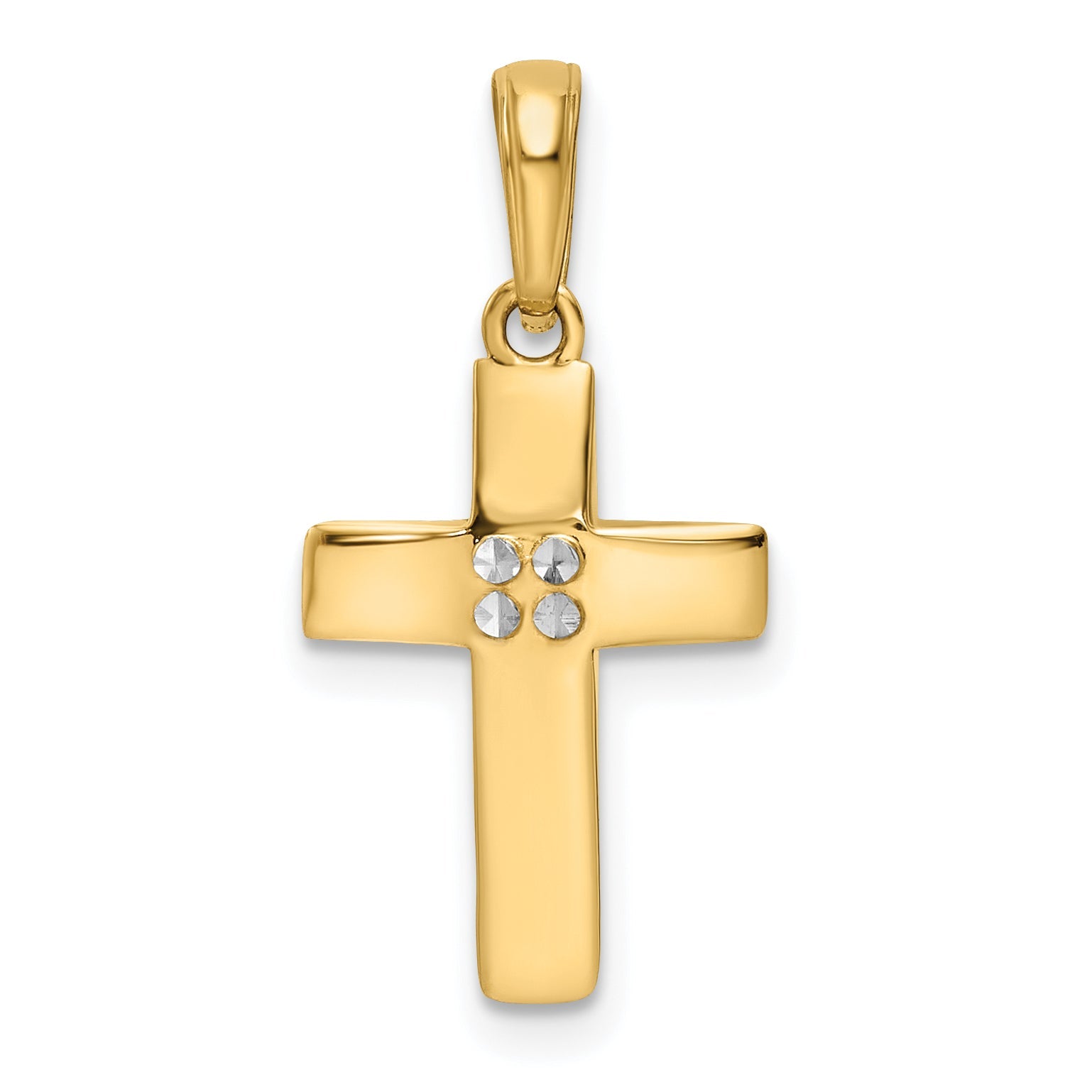 14K Yellow & Rhodium W/Rhodium D/C Cross Pendant