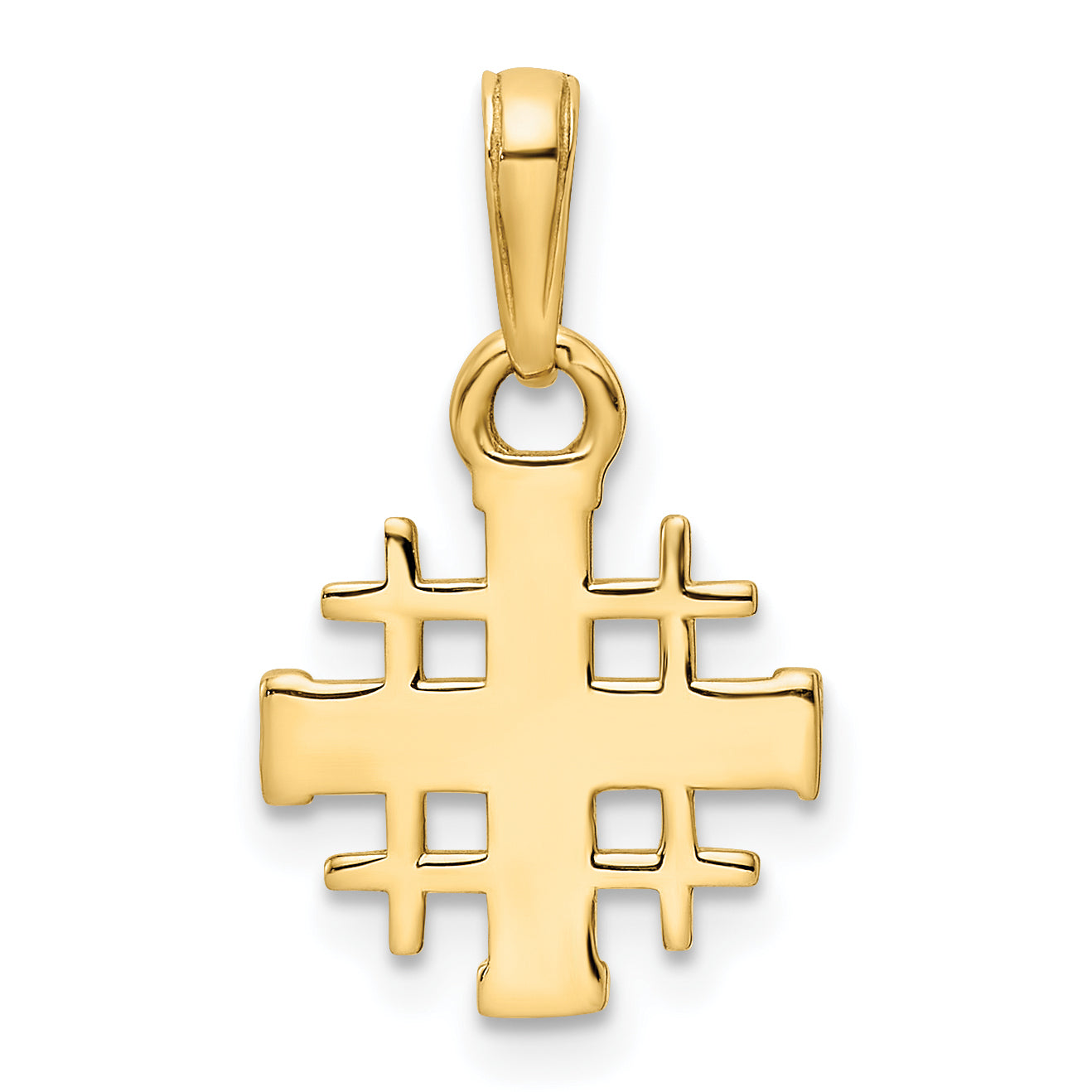 14K Yellow & Rhodium W/Rhodium D/C Jerusalem Cross Pendant