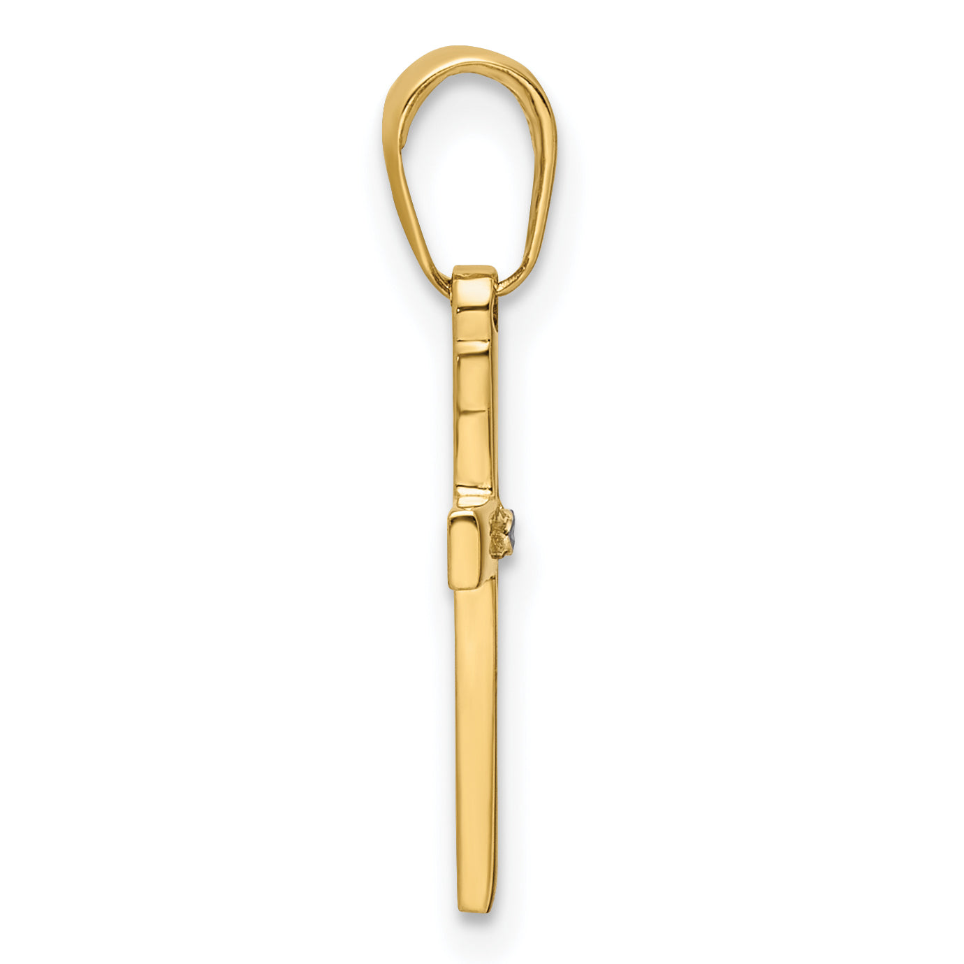 14K Yellow & Rhodium W/Rhodium D/C Cross Pendant