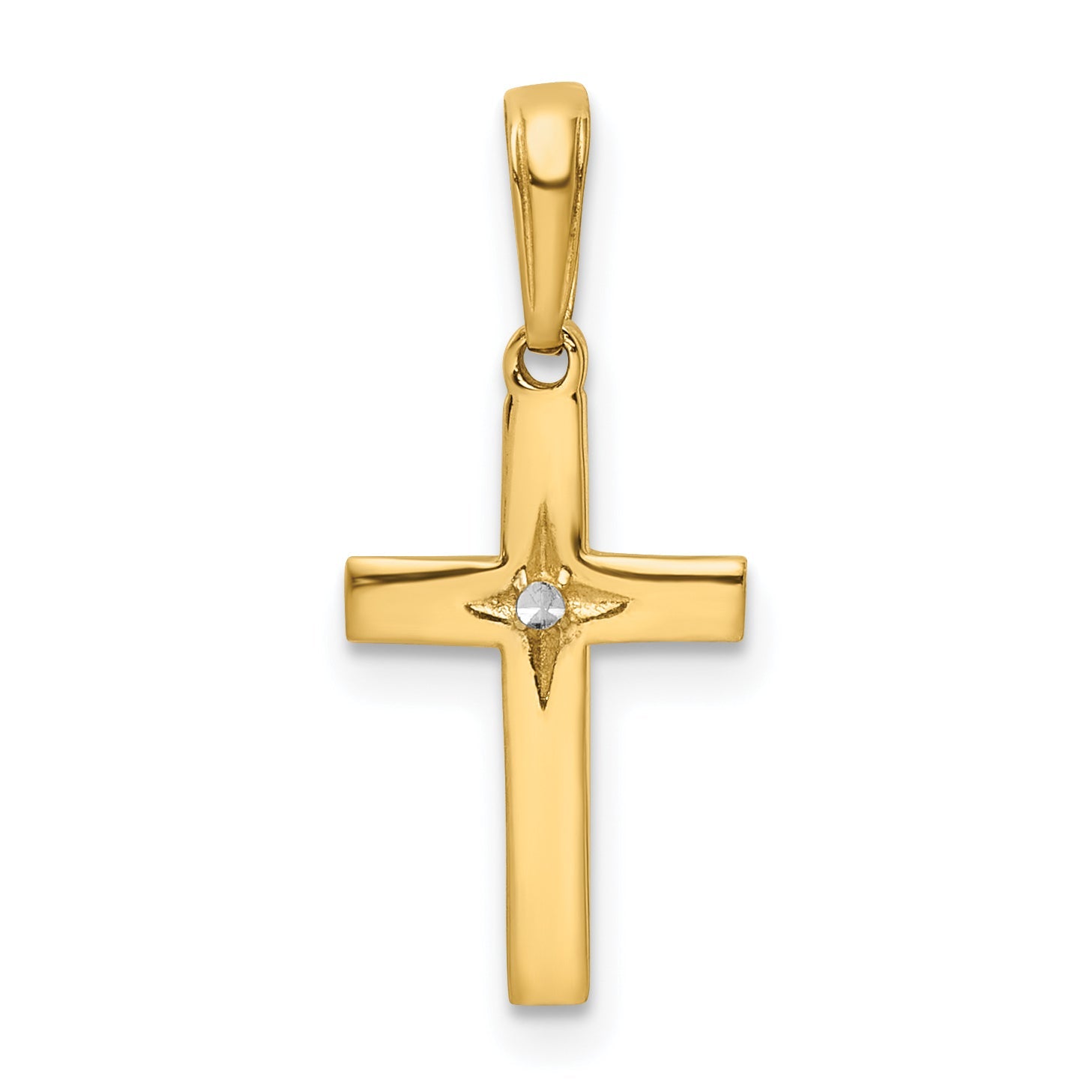 14K Yellow & Rhodium W/Rhodium D/C Cross Pendant