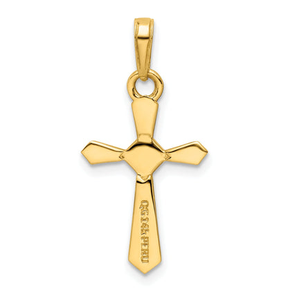 14K Yellow & Rhodium W/Rhodium D/C Cross Pendant