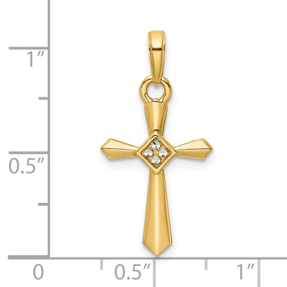 14K Yellow & Rhodium W/Rhodium D/C Cross Pendant