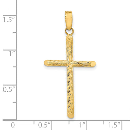 14K Yellow Gold Polished & Textured Fancy Cross Pendant