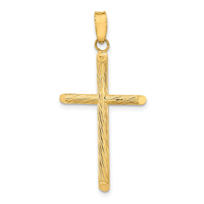 14K Yellow Gold Polished & Textured Fancy Cross Pendant