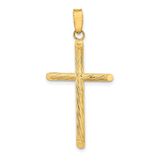 14K Yellow Gold Polished & Textured Fancy Cross Pendant