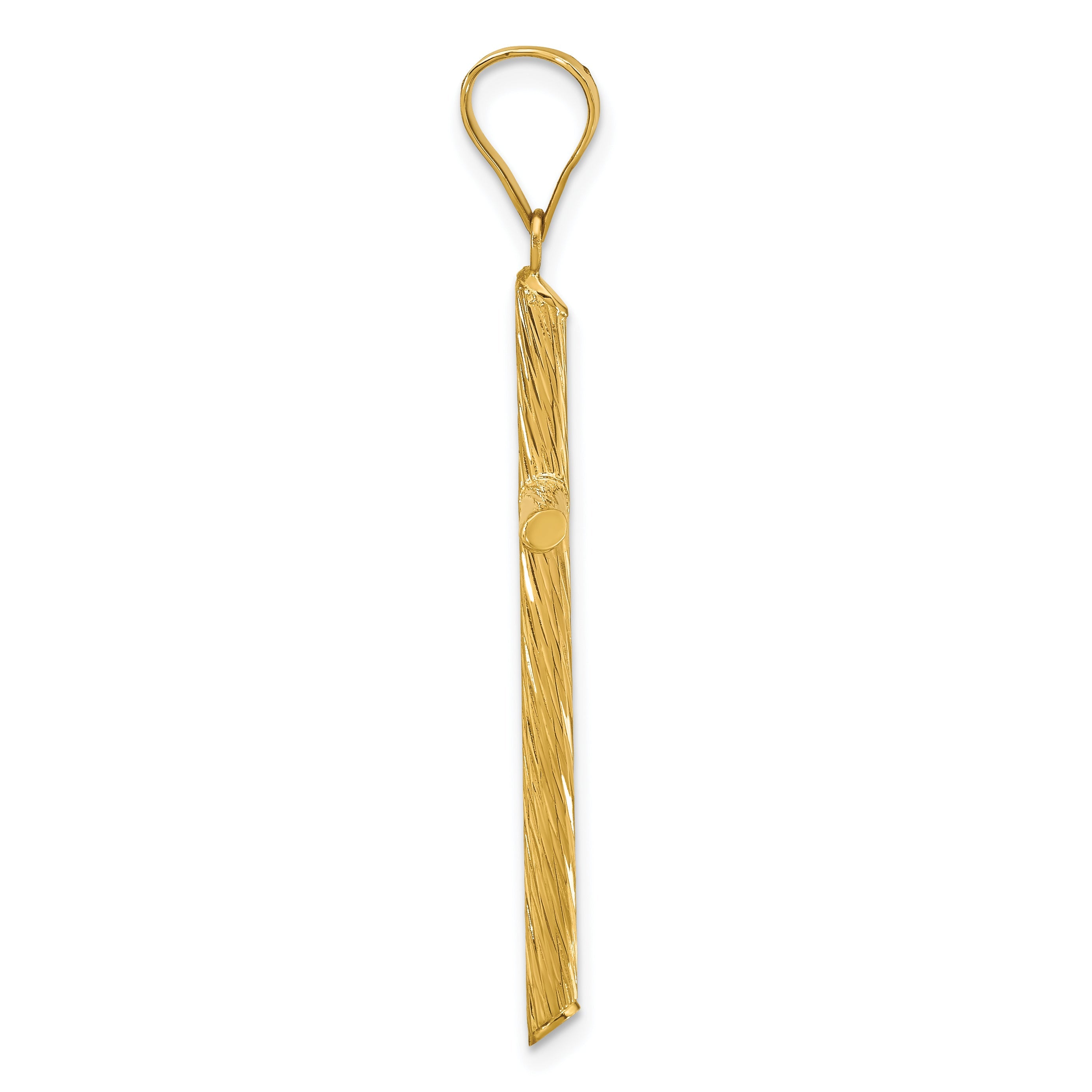 14K Yellow Gold Polished & Textured Fancy Cross Pendant