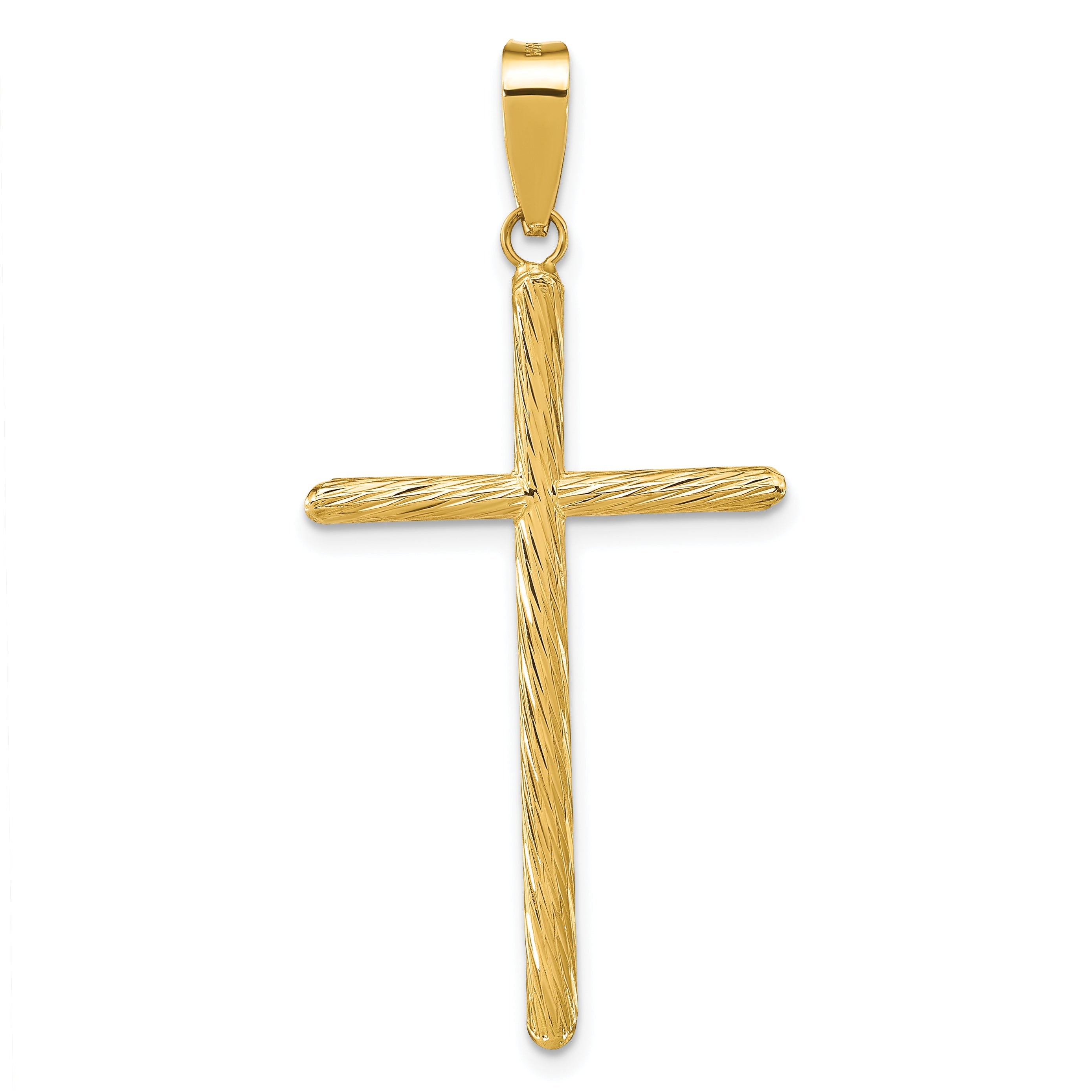 14K Yellow Gold Polished & Textured Fancy Cross Pendant
