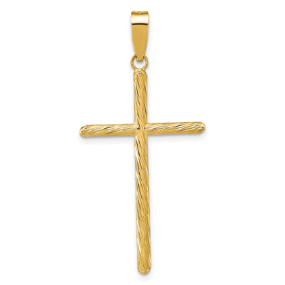 14K Yellow Gold Polished & Textured Fancy Cross Pendant