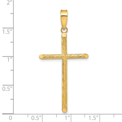 14K Yellow Gold Polished & Textured Fancy Cross Pendant