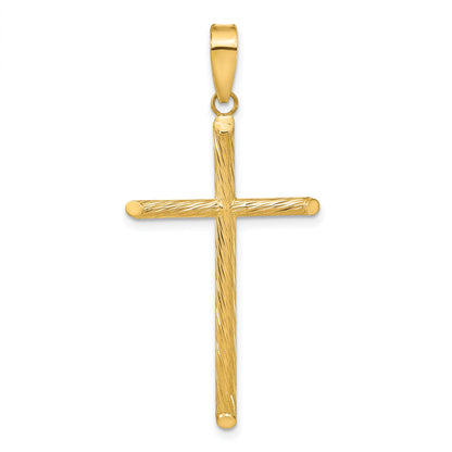 14K Yellow Gold Polished & Textured Fancy Cross Pendant
