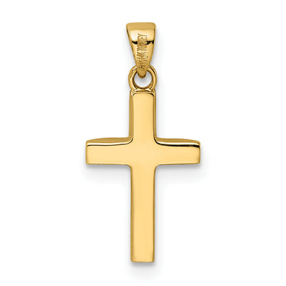 14K Yellow Gold Polished Tapered Ends Hollow Cross Pendant