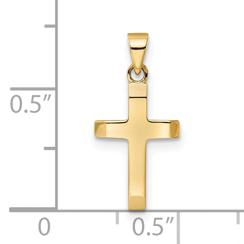 14K Yellow Gold Polished Tapered Ends Hollow Cross Pendant