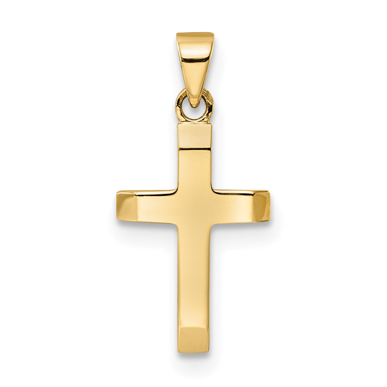 14K Yellow Gold Polished Tapered Ends Hollow Cross Pendant