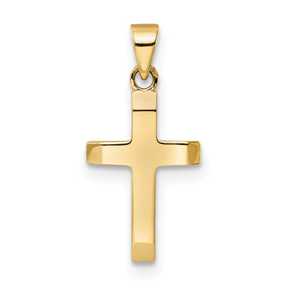 14K Yellow Gold Polished Tapered Ends Hollow Cross Pendant