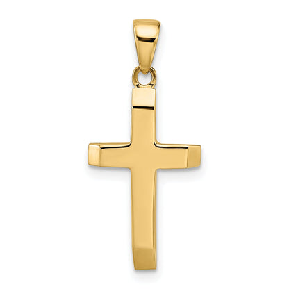 14K Yellow Gold Polished Tapered Ends Hollow Cross Pendant