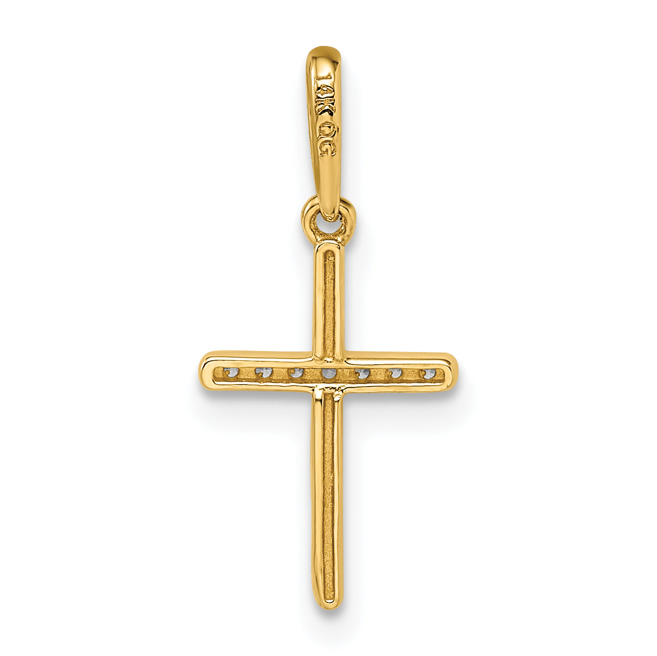 14K Yellow Gold Cz Cross Pendant