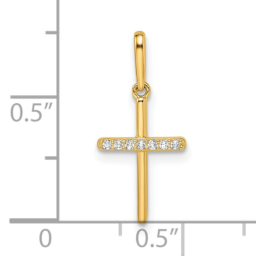 14K Yellow Gold Cz Cross Pendant