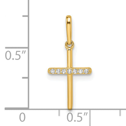 14K Yellow Gold Cz Cross Pendant