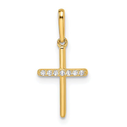 14K Yellow Gold Cz Cross Pendant