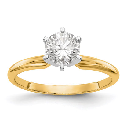 14k Two-tone 1/4 Ct. Round VS/SI GH Lab Grown Diamond Solitaire Lightweight Half-Round 6 Prong Ring