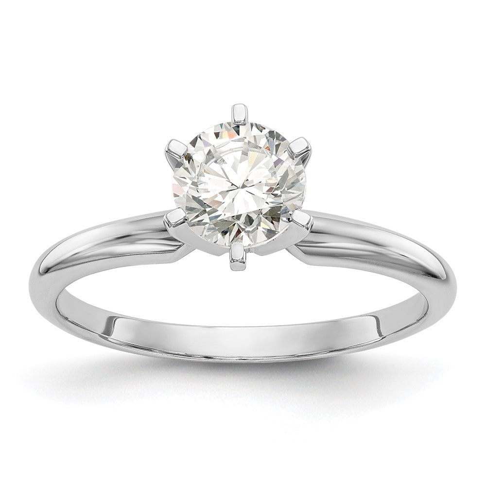 14k White Gold 1/4 Ct. Round VS/SI GH Lab Grown Diamond Solitaire Lightweight Half-Round 6 Prong Ring