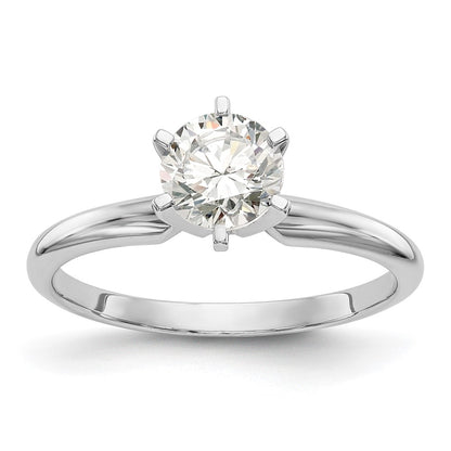 14k White Gold 1/4 Ct. Round VS/SI GH Lab Grown Diamond Solitaire Lightweight Half-Round 6 Prong Ring