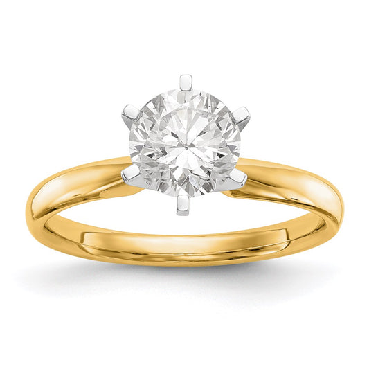 14k Two-tone 1/4 Ct. Round VS/SI GH Lab Grown Diamond Solitaire Lightweight Comfort Fit 6 Prong Ring