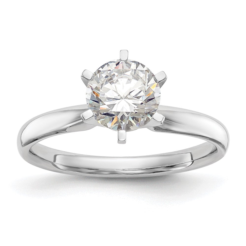 14k White Gold 1/2 Ct. Round VS/SI GH Lab Grown Diamond Solitaire Lightweight Comfort Fit 6 Prong Ring