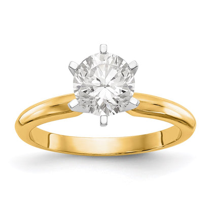 14k Two-tone White Gold 1/2 Ct. Round VS/SI GH Lab Grown Diamond Solitaire Lightweight Half-Round 6 Prong Ring