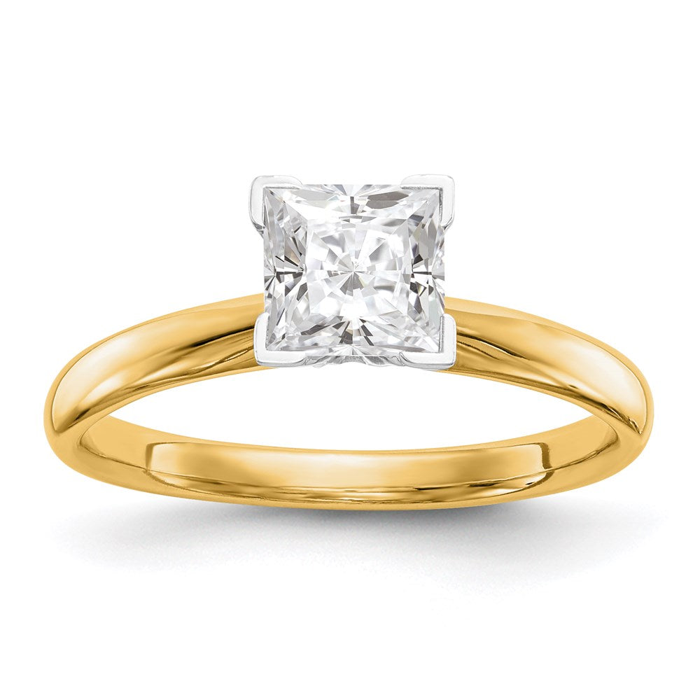 14k Two-tone 1/4 Ct. Princess VS/SI GH Lab Grown Diamond Solitaire Medium Weight Comfort Fit V-end 4 Prong Ring
