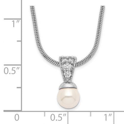 Fashion Kelly Waters Rhodium Plated White Simulated Pearl Cz Necklace