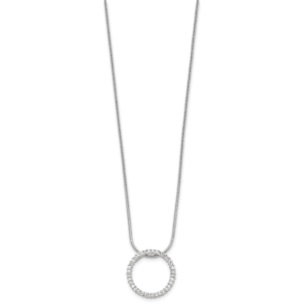 Fashion Kelly Waters Rhodium Plated Clear Cz Circle 18 Inch Necklace
