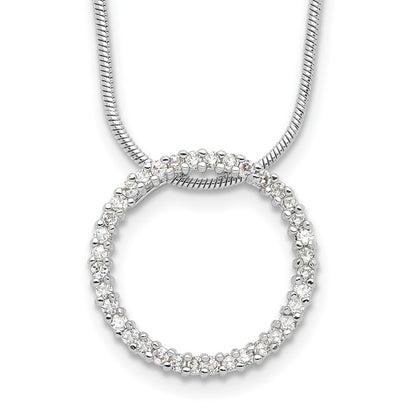 Fashion Kelly Waters Rhodium Plated Clear Cz Circle 18 Inch Necklace